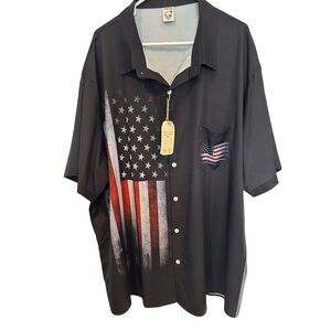 NEW Hardaddy 4XL American Flag Men's Short Sleeve Shirt Distressed‎ Design Black